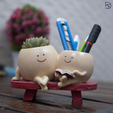 Smiley Duo Planter for Home Decor Gift Garden Decor - MR Homes