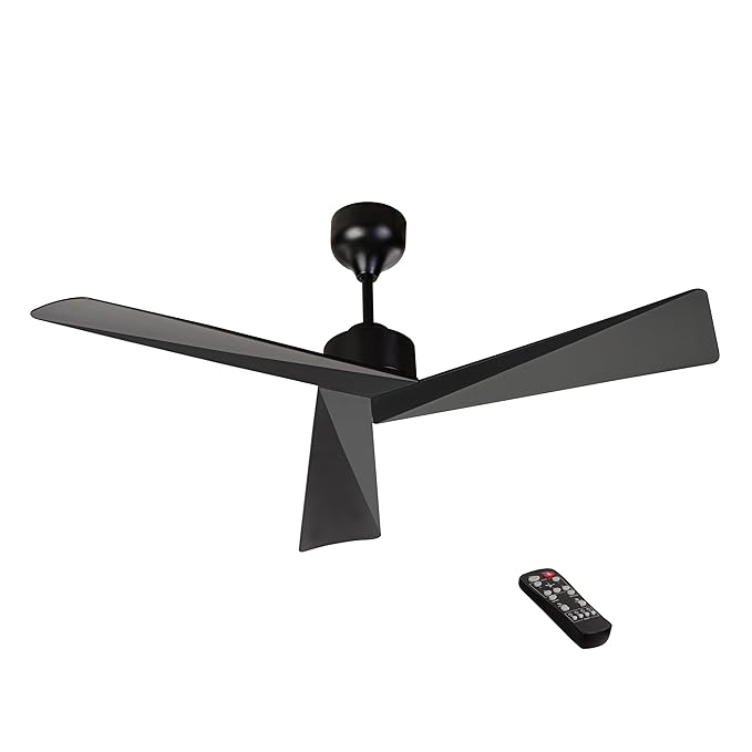Tern DC Ceiling Fan Without Lights, Matte Black Ceiling Fan with Remote MR Homes