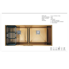 Double Bowl Handmade kitchen sink with 304 Stainless Steel (37X18X10 inch) - MR Homes