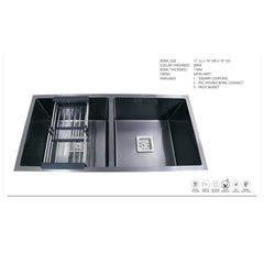 Double Bowl Handmade kitchen sink with 304 Stainless Steel (37X18X10 inch) - MR Homes