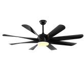 Black Kite Modern Design Indoor Fancy 8 Blade Remote Control LED Ceiling Fan Light MR Homes