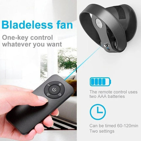 WOW Bladeless Surface / Wall Mounted Personal Air Circulation Fan With Remote By Wadbros My Store
