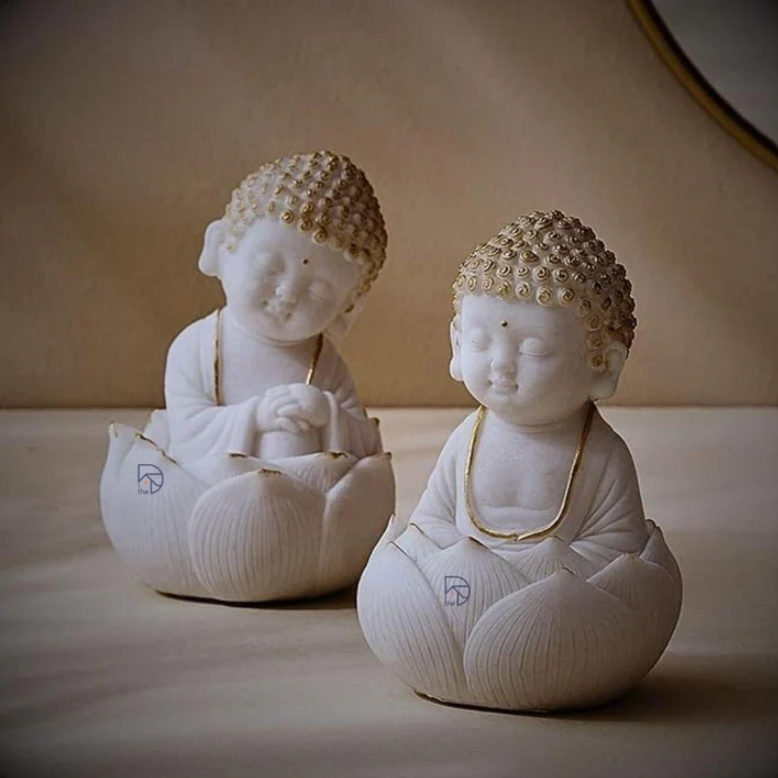Marble Buddha Idol (Set of 2)