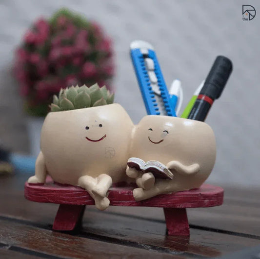 Smiley Duo Planter for Home Decor Gift Garden Decor - MR Homes