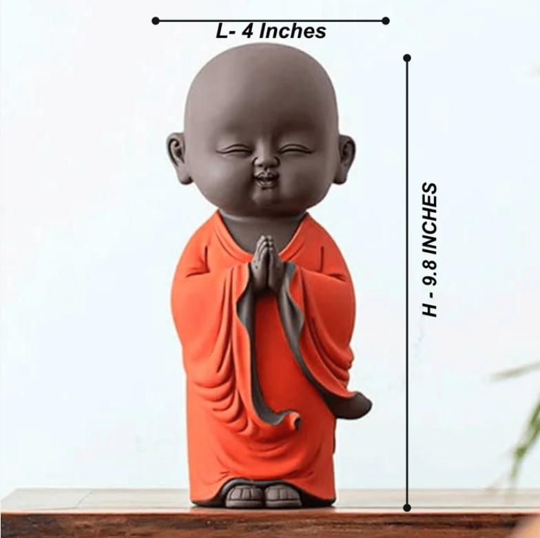 Namaste Smiling Monk Buddha Statue