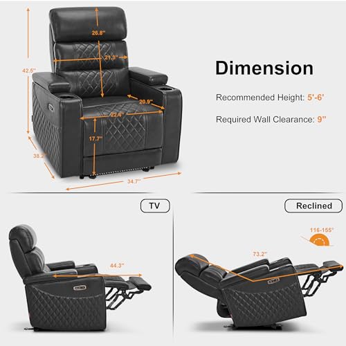 Galaxy One Home Theater Recliner Sofa in Full Italian Leather MR Homes