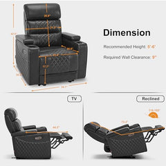 Galaxy One Home Theater Recliner Sofa in Full Italian Leather MR Homes