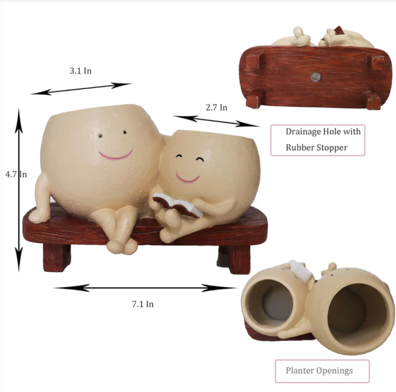 Smiley Duo Planter for Home Decor Gift Garden Decor