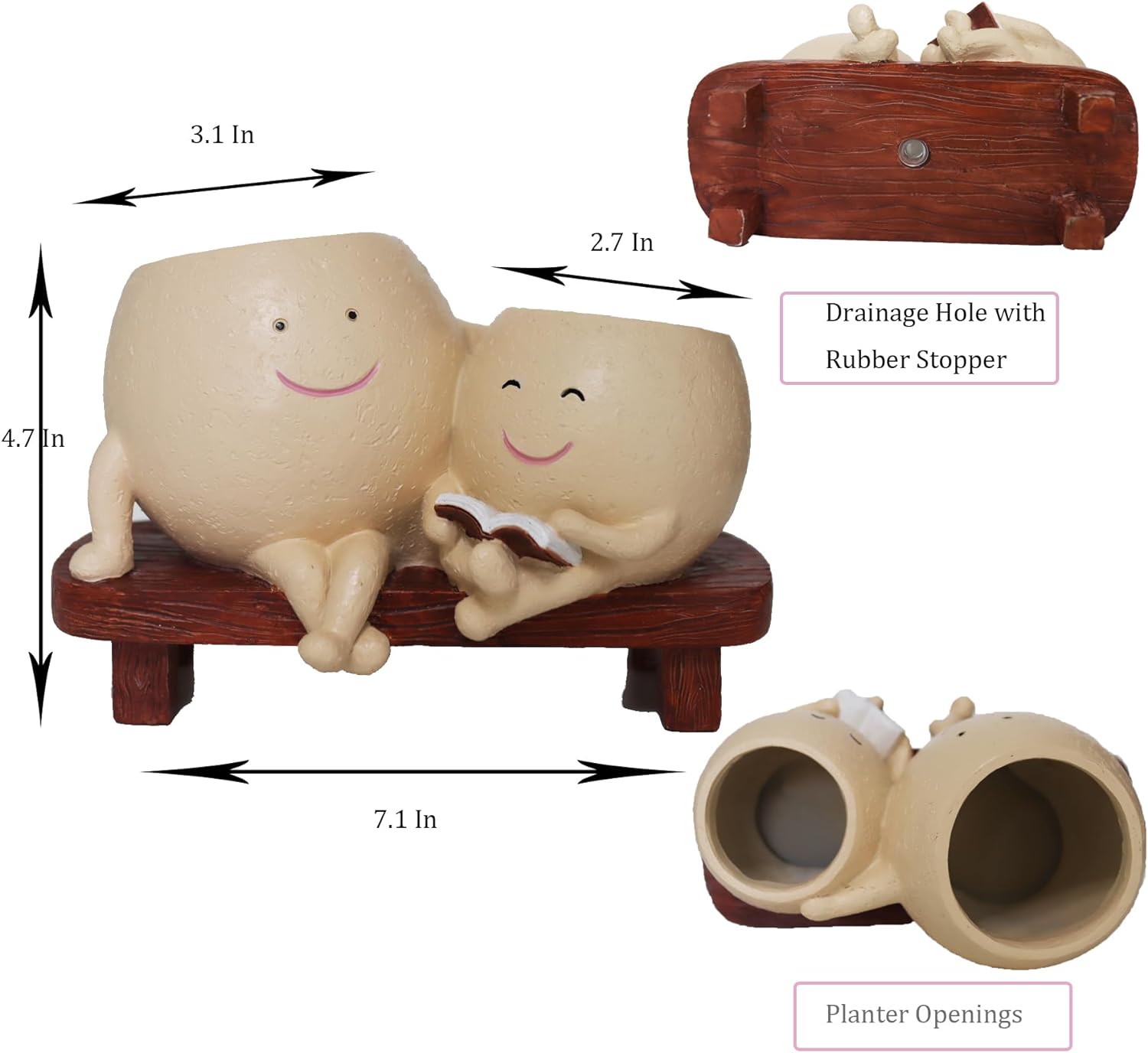 Smiley Duo Planter for Home Decor Gift Garden Decor