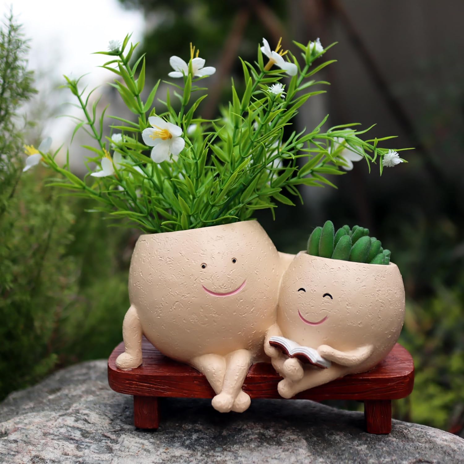Smiley Duo Planter for Home Decor Gift Garden Decor