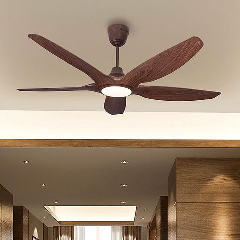 Osprey Acorn 60” Designer Ceiling Fan with 5 ABS Blades & LED Light – Walnut Woodgrain MR Homes