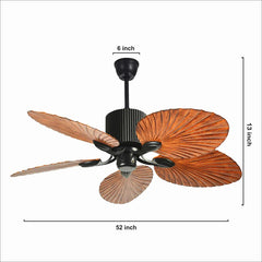 Teetar Modern 45" Ceiling Fan – Dark Wood | BLDC Motor | Remote Control | 6-Speed MR Homes